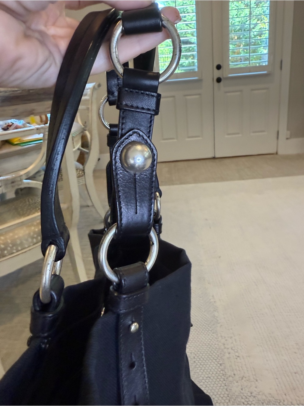 Saint Laurent Black Canvas Tote with Leather Handles - Picture 7 of 13